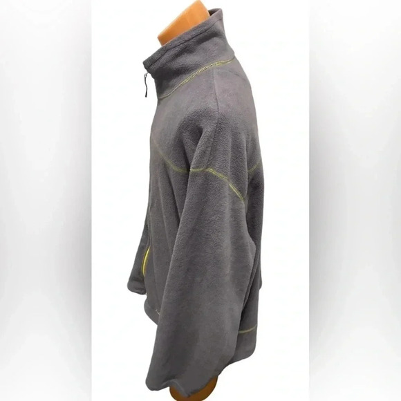Cabela's Fleece Men's Full Zip Pockets Gray with Yellow Stitching Size 3ХLT - Picture 3 of 12